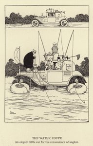 Water Coupe, tyylikäs pieni auto kalastajien mukavuuteen tekijältä William Heath Robinson