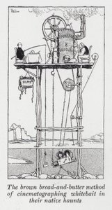 Ruskea leipä ja voi -menetelmä valkosyötin kuvaamiseen niiden alkuperäisillä kummituspaikoilla (litho) tekijältä William Heath Robinson