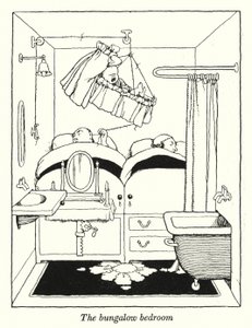 Bungalow-makuuhuone (litho) tekijältä William Heath Robinson
