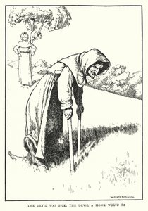 Paholainen oli sairas, paholainen olisi munkki (litho) tekijältä William Heath Robinson
