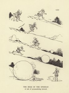 Reikä sporranissa, tarina kertyvistä koroista tekijältä William Heath Robinson