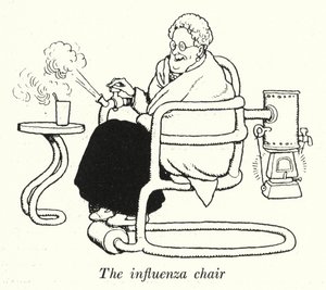 Influenssatuoli (litho) tekijältä William Heath Robinson