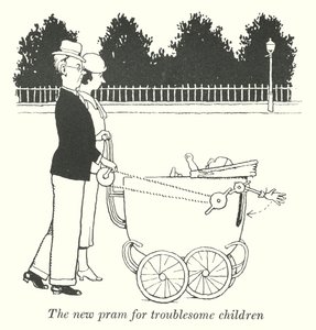 Uudet vaunut vaikeille lapsille (litho) tekijältä William Heath Robinson