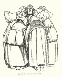 Upseerilla oli kädet täynnä (litho) tekijältä William Heath Robinson