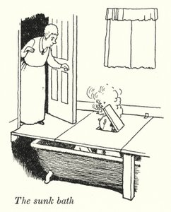 Upotettu kylpy (litho) tekijältä William Heath Robinson