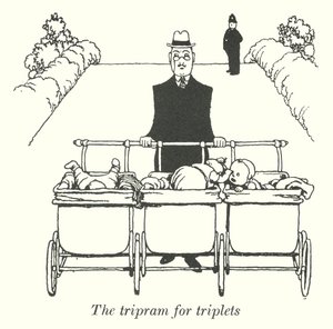 Triprami kolmosille (litho) tekijältä William Heath Robinson