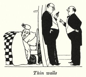 Ohuet seinät (litho) tekijältä William Heath Robinson