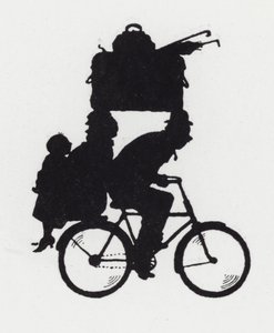 Retki perheen kanssa polkupyörällä (litho) tekijältä William Heath Robinson