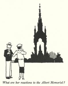 Miten hän suhtautuu Albert Memorialiin? (litografia) tekijältä William Heath Robinson