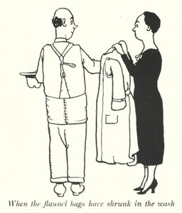 Kun flanellipussit ovat kutistuneet pesussa (litho) tekijältä William Heath Robinson