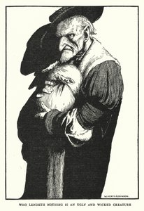 Joka ei lainaa mitään, on ruma ja ilkeä olento (litho) tekijältä William Heath Robinson