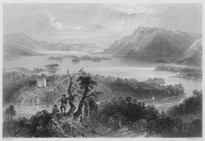 Hazlewood ja Lough Gill, Sligo (kaiverrus) tekijältä William Henry (after) Bartlett