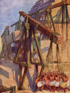 Pyramidien rakentaminen (väri litho)