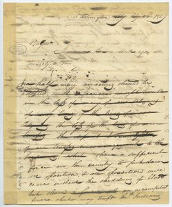 Luonnos William H. Ashleyn kirjeestä Washingtonissa alkaa -”Rakas Genl, saavuin tänne viikko sitten. . . ” tekijältä William Henry Ashley