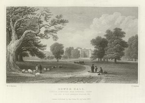 Bower Hall, Steeple Bumpstead, lähellä Haverhilliä, Essex, Elly Anderson Stephensin koti, Esquire tekijältä William Henry Bartlett