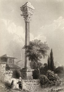 Marcianin pylväs, Istanbul, Turkki, kaiverrus H. Adlard tekijältä William Henry Bartlett