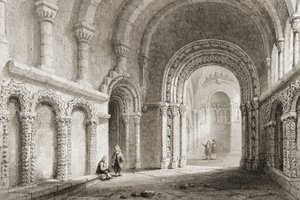 Cormacin kappeli (rakennettu 1127-34), Cashelin kallio, Tipperaryn kreivikunta, Irlanti, George Virtuen teoksesta "Scenery and Antiquities of Ireland", 1860-luku