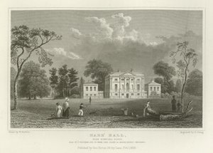 Hare Hall, lähellä Romfordia, Essex, J Westernin kotipaikka, Esquire tekijältä William Henry Bartlett