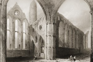 Hore Abbeyn sisustus, Cashelin kallio, Tipperaryn kreivikunta, Irlanti, George Virtuen teoksesta "Scenery and Antiquities of Ireland", 1860-luku tekijältä William Henry Bartlett