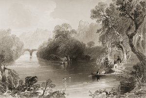 Killarney, Old Weir Bridge, Killarneyn kreivikunta, Irlanti, George Virtuen teoksesta "Scenery and Antiquities of Ireland", 1860-luku (kaiverrus)
