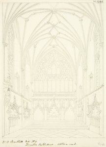 Lady Chapel of Bristolin katedraali itään katsova (kynä ja akvarelli paperilla) tekijältä William Henry Bartlett
