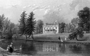 Moor Hall, Near Harlow, Essex, kaiverrus John Rogers, 1833 tekijältä William Henry Bartlett