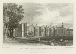 New Hall, lähellä Chelmsfordia Essexissä, nyt käytössä nunnaluostarina tekijältä William Henry Bartlett