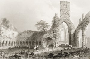Sligo Abbey, Sligon kreivikunta, Irlanti, George Virtuen teoksesta "Scenery and Antiquities of Ireland", 1860-luku (kaiverrus) tekijältä William Henry Bartlett