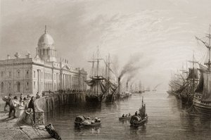 Custom House, Dublin, George Virtuen "Scenery and Antiquities of Ireland", 1860-luku