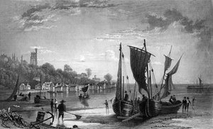 Leighin kylä, lähellä Southendiä, Essex, kaiverrettu Charles Mottramilta, 1833. tekijältä William Henry Bartlett