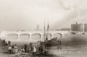 Wellesley Bridge, Limerick, Irlanti, George Virtuen "Scenery and Antiquities of Ireland", 1860-luku tekijältä William Henry Bartlett