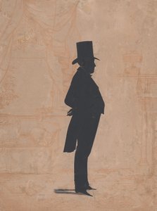 Tuntemattoman miehen siluetti silinterissä ja hännässä, 1828-83. tekijältä William Henry Brown