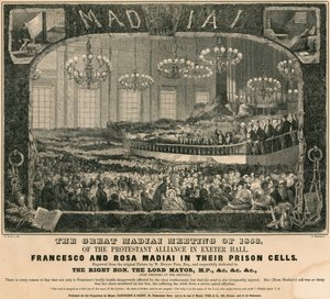 Protestanttisen liiton suuri Madiai-kokous vuonna 1853 Exeter Hallissa Lontoossa