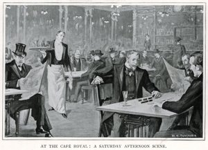 Cafe Royalissa: Lauantai-iltapäiväkohtaus, n. 1900 (litho) tekijältä William Henry Humphris