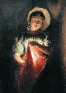 Tyttö kynttilänvalossa (akvarelli paperille) tekijältä William Henry Hunt