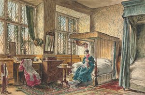 Neiti Moore ompelee makuuhuoneessaan, Hardwick Hallissa, Derbyshiressä tekijältä William Henry Hunt