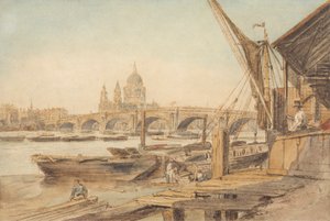 St. Paulin katedraali ja Blackfriars Bridge tekijältä William Henry Hunt