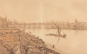 Näkymä Old London Bridgelle tekijältä William Henry Hunt