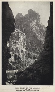 Coloradon kanjonit: Gunnisonin musta kaanon, sivunäkymä, Currecanti-neula (m/w kuva) tekijältä William Henry Jackson