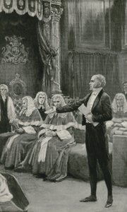 Jaarli Grey vetoaa piispainkokoukseen uudistuslakiehdotuksen hyväksymiseksi tekijältä William Henry Margetson