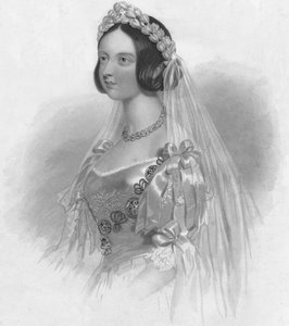 Kuningatar morsiuspuvussaan, 1840. tekijältä William Henry Mote