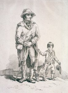 Maalaismies koiran ja pojan kanssa, Provincial Characters, 1813 tekijältä William Henry Pyne
