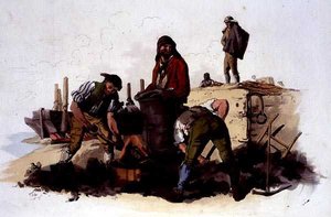 Coal Heavers, julkaisusta Costume of Great Britain, julkaisija William Miller tekijältä William Henry Pyne