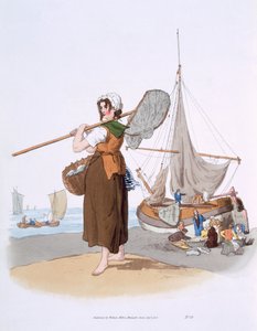 Female Shrimper, julkaisusta Costume of Great Britain, julkaisija William Miller, 1805 tekijältä William Henry Pyne
