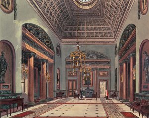 The Hall of Entrance, Carlton House Pynes Royal Residencesistä, 1818 tekijältä William Henry Pyne