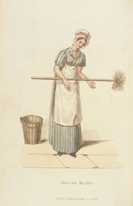 Housemaid elokuvasta The World in Miniature, 1827 (tulostus) tekijältä William Henry Pyne