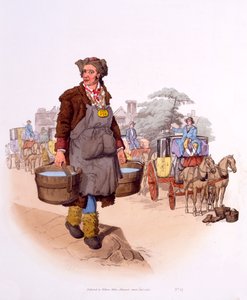 Watercarrier lisenssillä GR 198 (Georgius Rex), teoksesta The Costumes of Great Britain; Harvinainen ja vakuuttava näkemys työväenluokista työssä