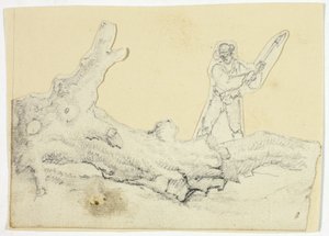 Woodsman Axing kaatunut puu tekijältä William Henry Pyne