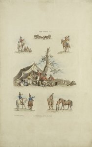 Leirikohtaukset, 1803 (värillinen etsaus) tekijältä William Henry after Pyne