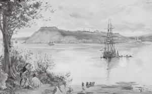 Näkymä Quebecin kaupungista ja linnoituksesta, AD 1759 (litografia)